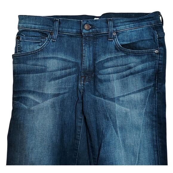 7 For All Mankind Bootcut Medium Wash Blue Denim Jeans Whiskering Men's Sz 32x33 - Picture 4 of 8